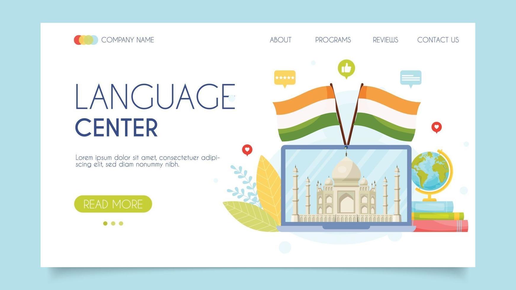 concepto de centro de idiomas de la india vector