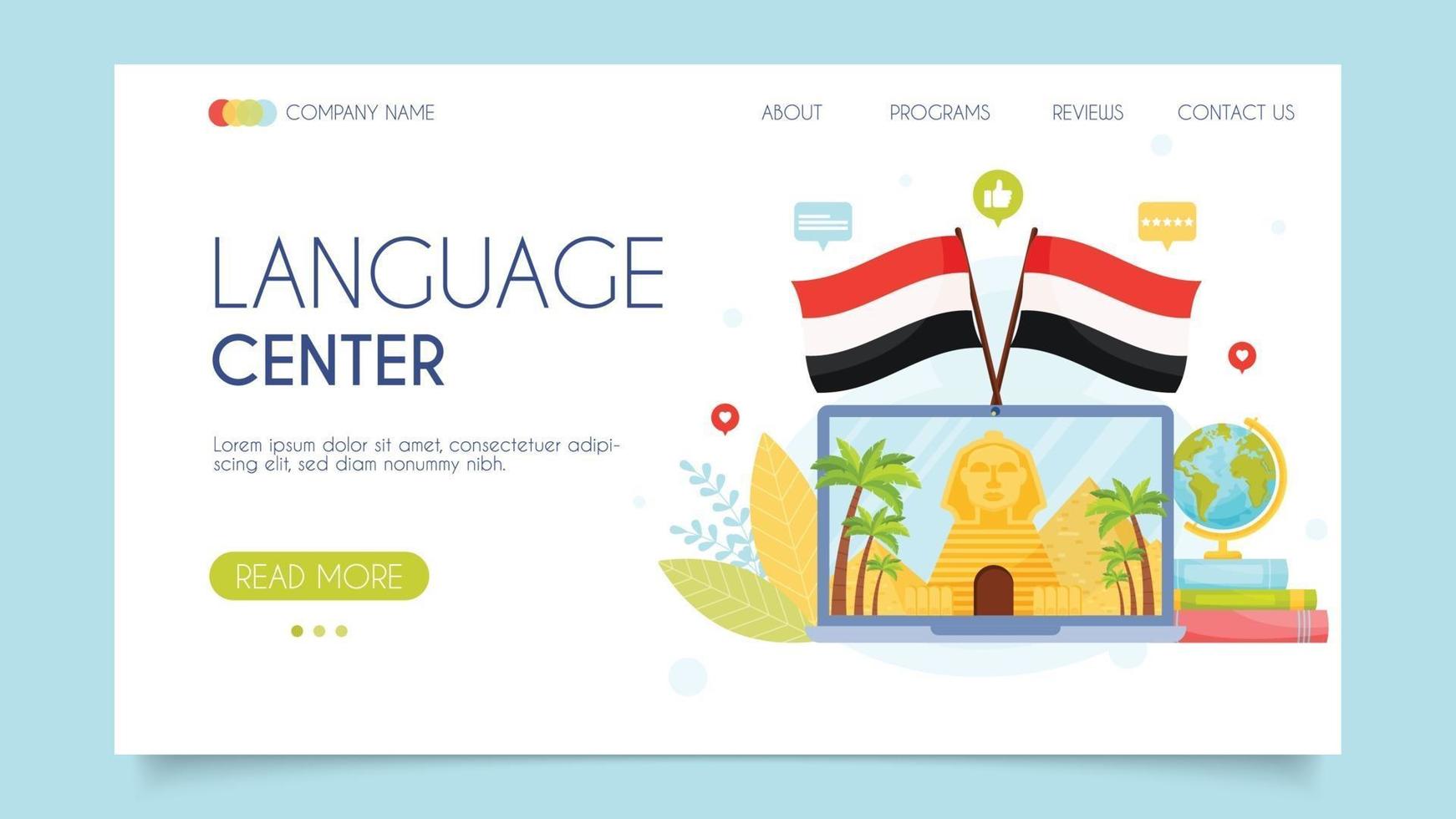 Egyptian language center concept vector