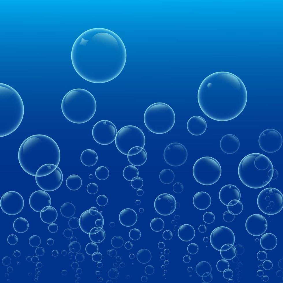 Abstract background shows the bubbles are rising from the sea or ocean on a blue background. vector