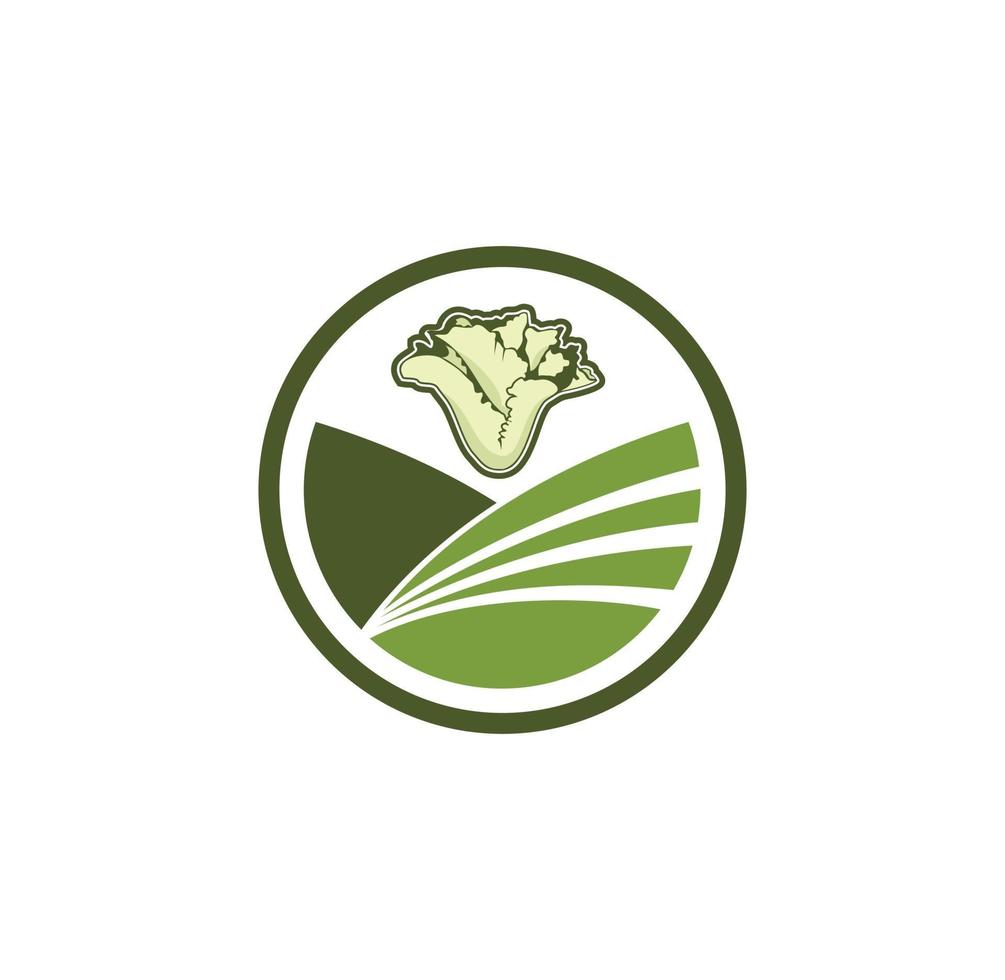 diseño de logotipo de granja con diseño de lechuga vector