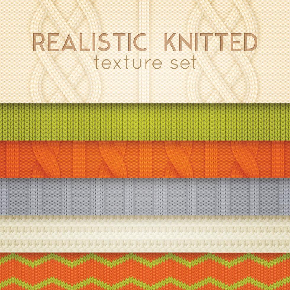 Realistic Knitted Patterns Horizontal Layers Vector Illustration