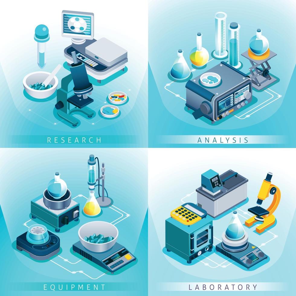 Laboratory Equipment Isometric Design Concept vector