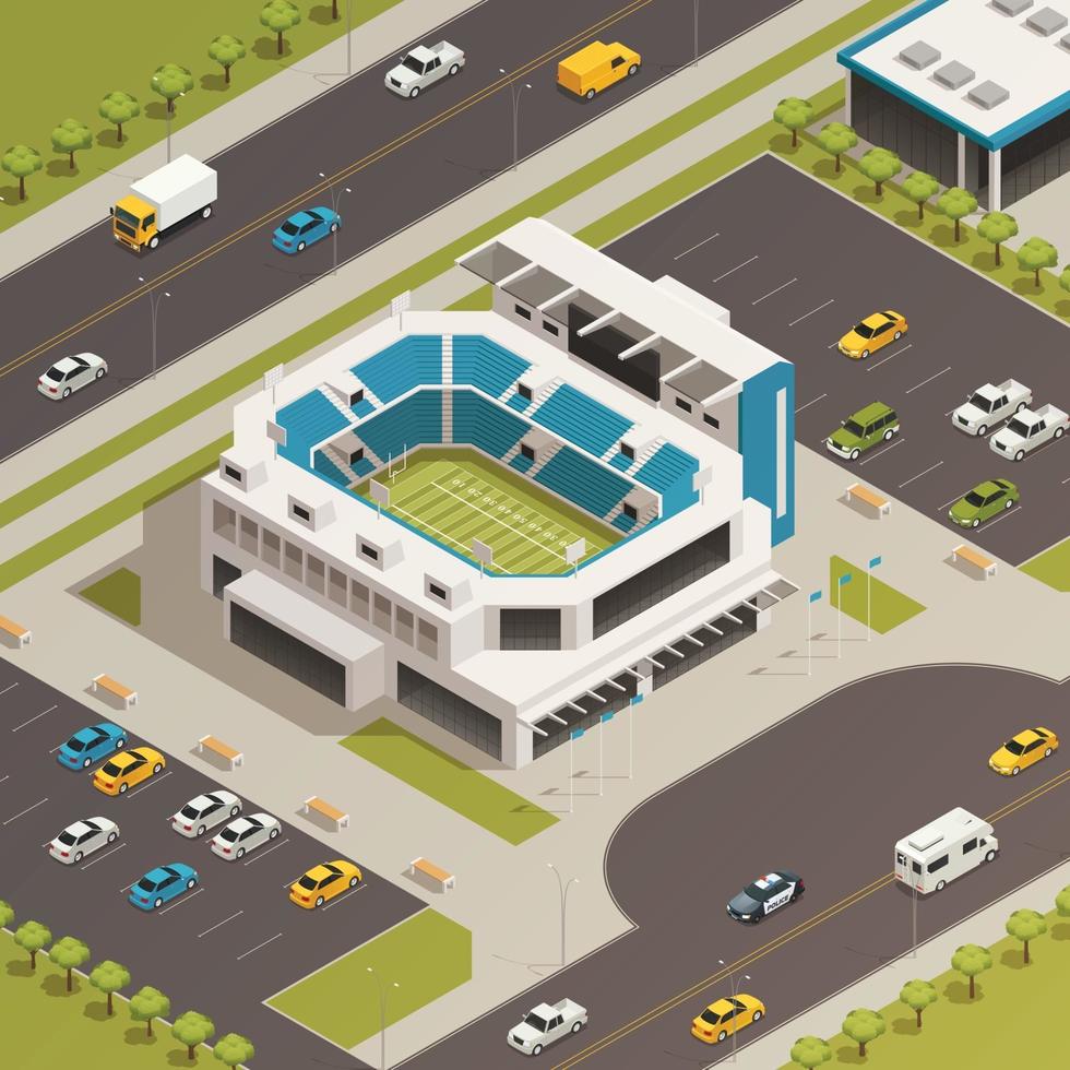 Sport Stadium Area Isometric Composition Vector Illustration