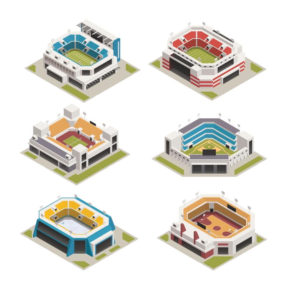 Stadion Sport Arena Isometric Set Vector Illustration