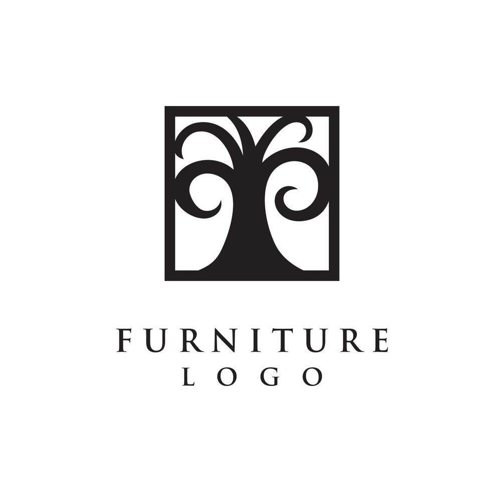 Furniture logo with tree design vector