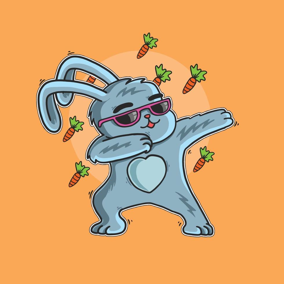 cute bunny easter love carrot illustration vector