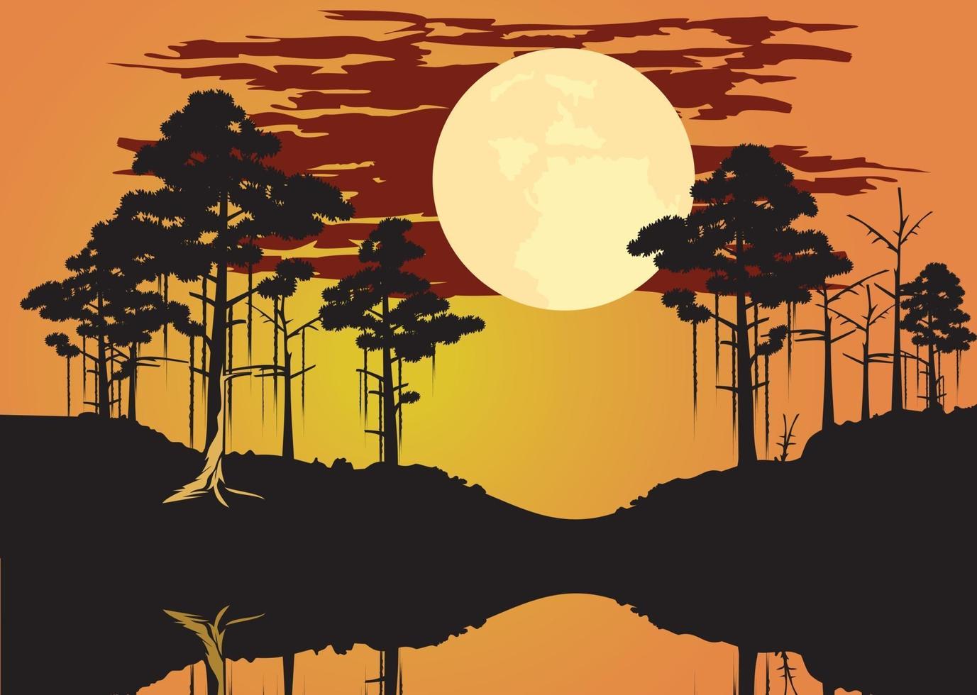 Bayou swamp theme landscape head design illustration vector