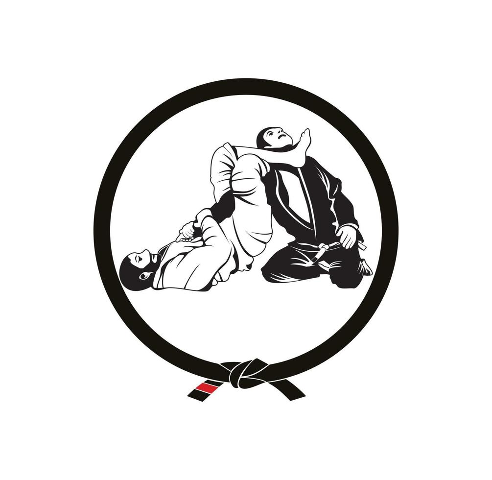 Jiu jitsu jujitsu locking position character design vector