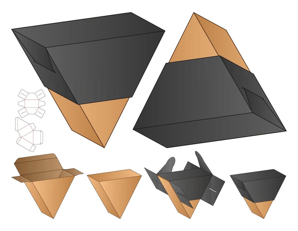 diseño de plantilla troquelada de embalaje de caja. Maqueta 3d vector