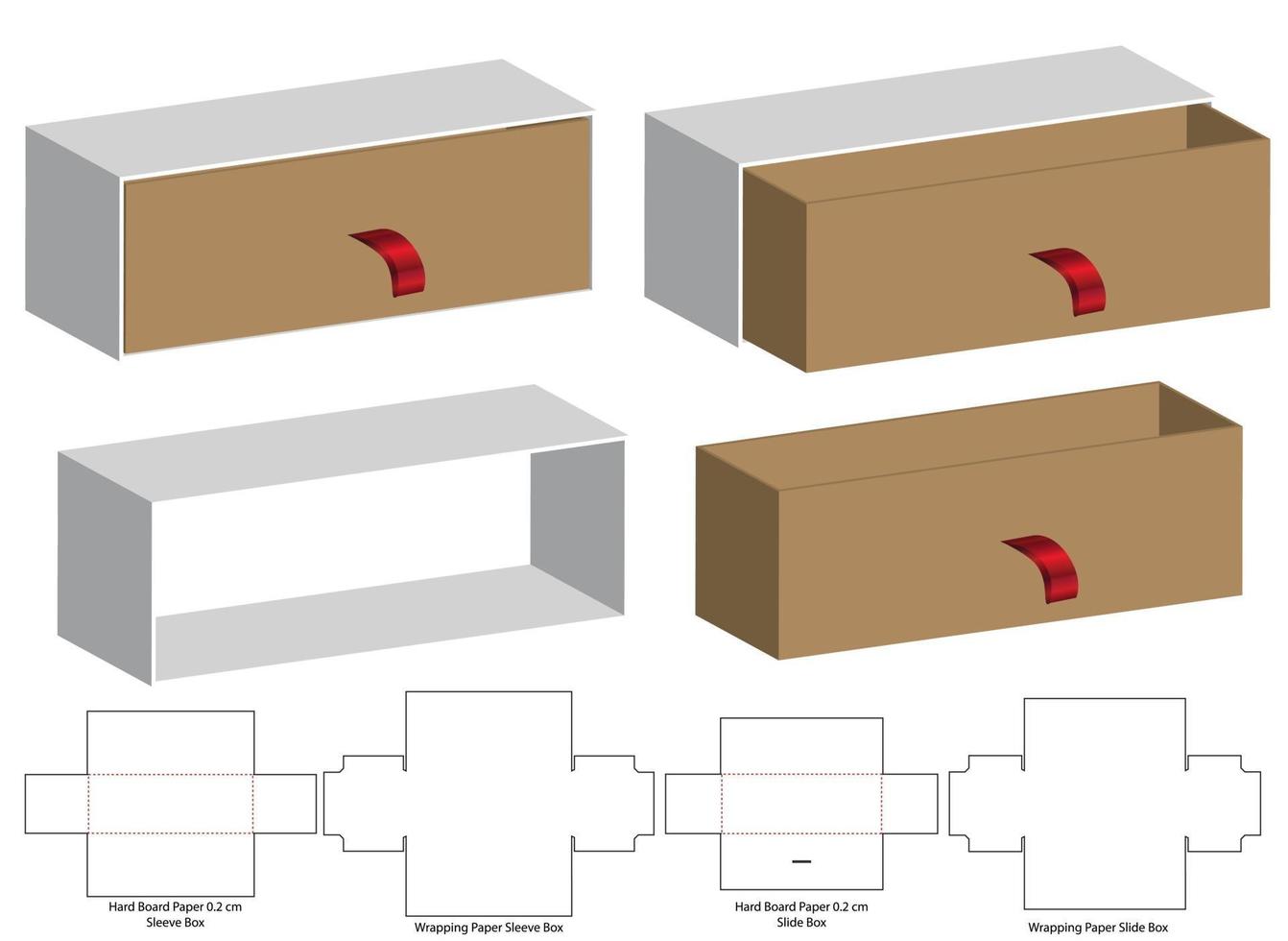 diseño de plantilla troquelada de embalaje de caja. Maqueta 3d vector