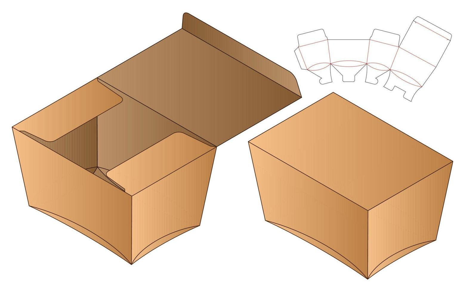 diseño de plantilla troquelada de embalaje de caja. Maqueta 3d vector