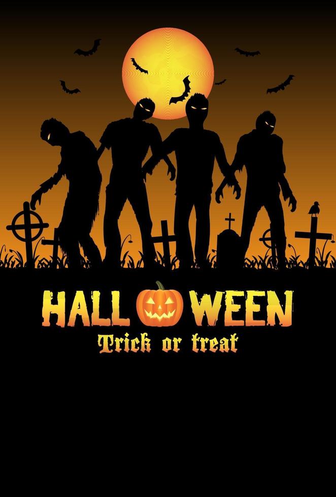 halloween zombies in a graveyard vector