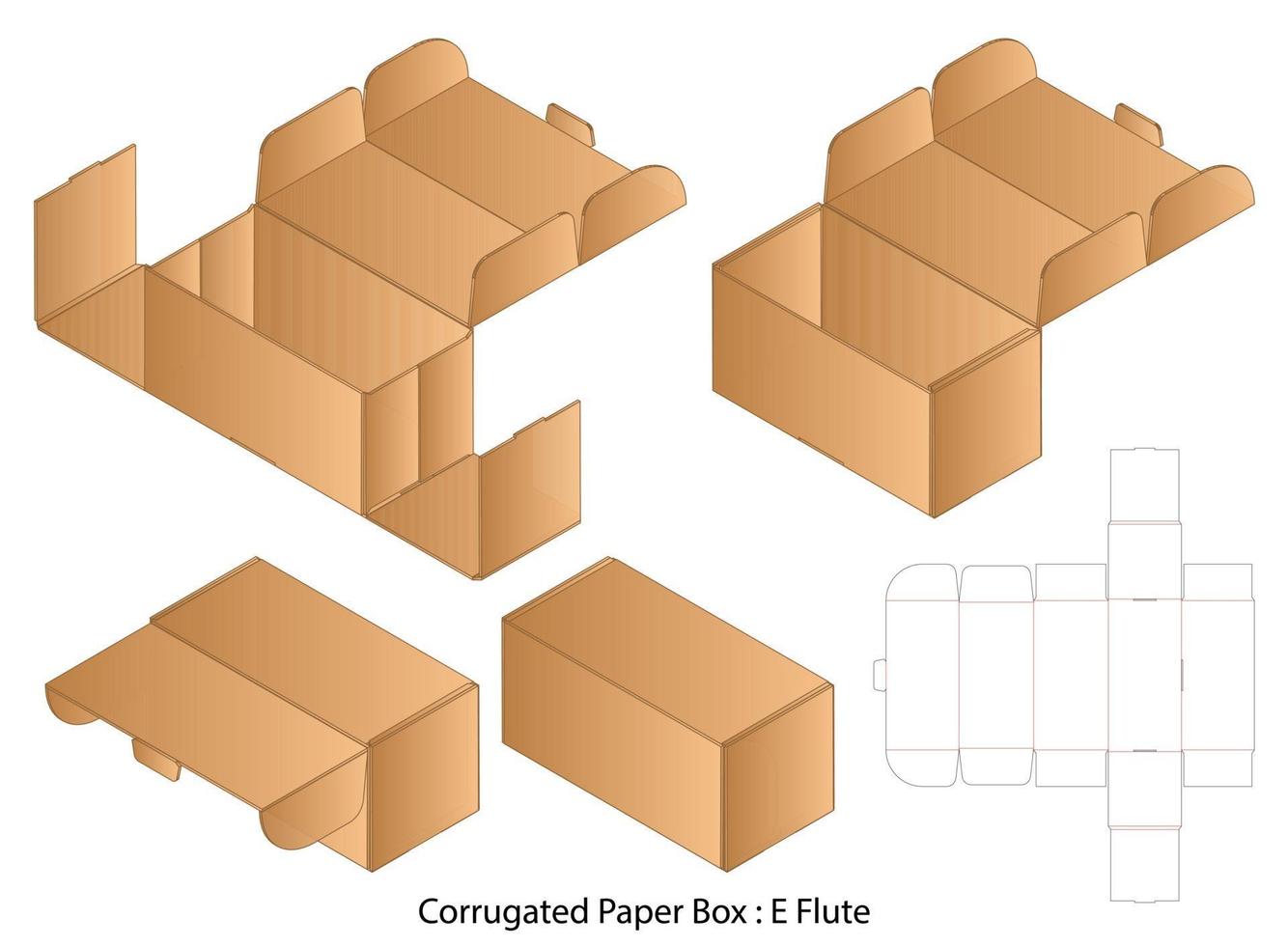 diseño de plantilla troquelada de embalaje de caja. Maqueta 3d vector