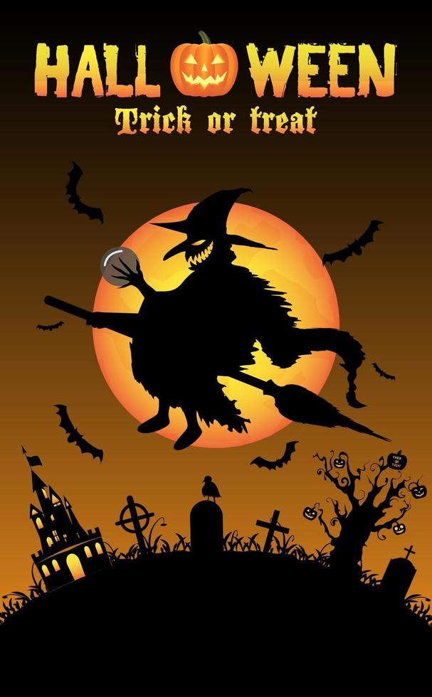 witch with halloween background vector