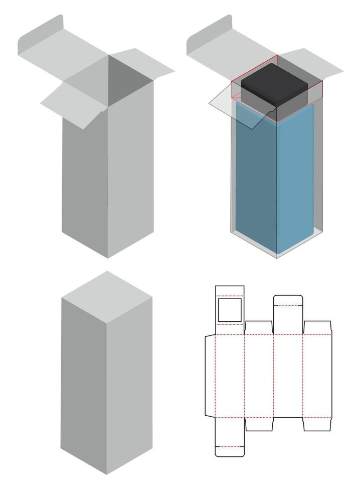 diseño de plantilla troquelada de embalaje de caja. Maqueta 3d vector