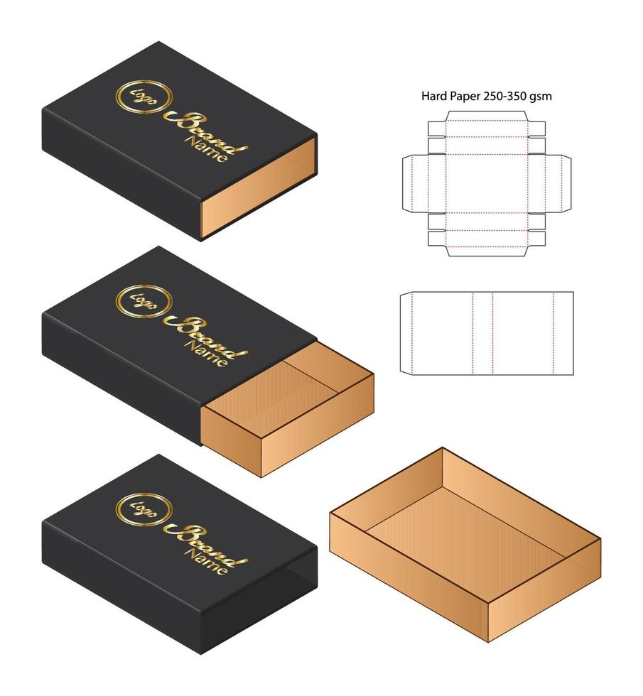 diseño de plantilla troquelada de embalaje de caja. Maqueta 3d vector