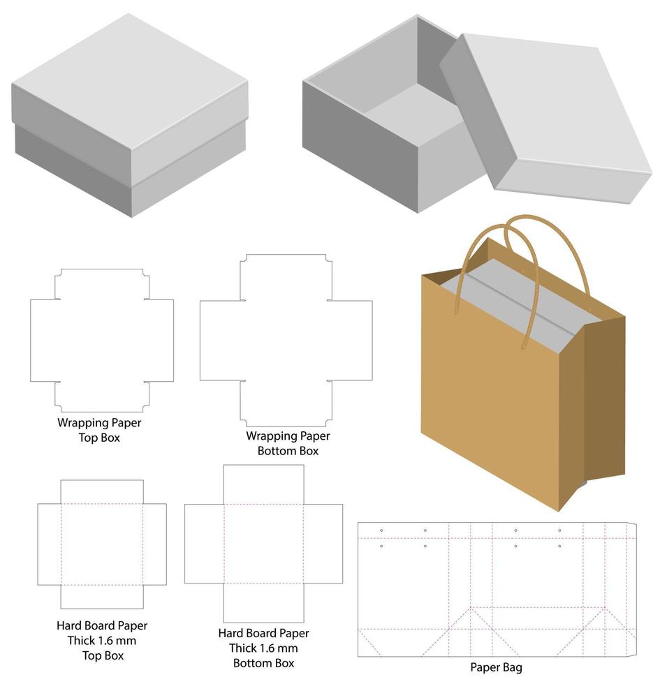 Box packaging die cut template design. 3d mock-up vector