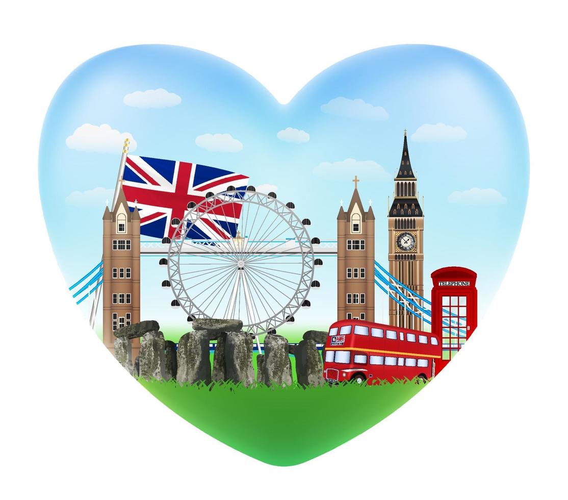 amor, inglaterra, forma corazón, logotipo, con, inglaterra, bandera vector