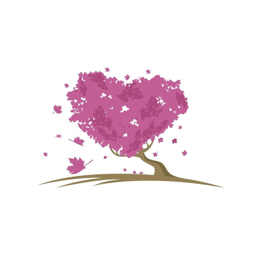 Realistic love maple tree design illustration vector