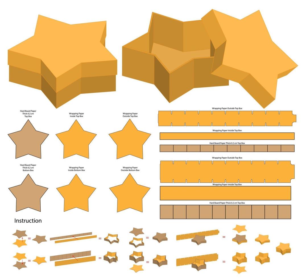 Star Shape Box packaging die cut template design vector