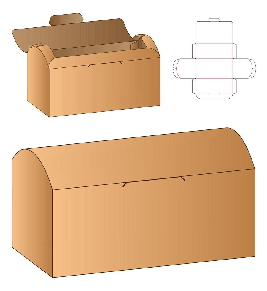 diseño de plantilla troquelada de embalaje de caja. Maqueta 3d vector