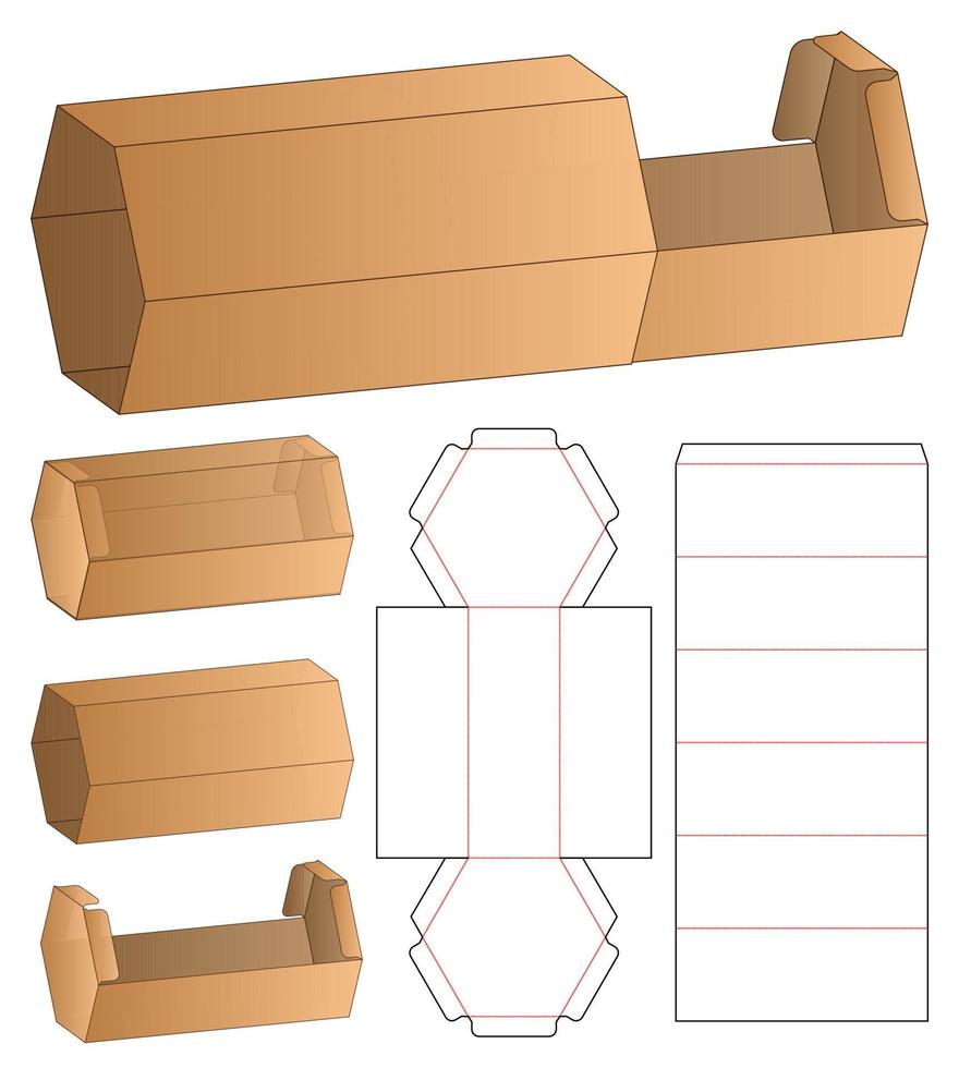 diseño de plantilla troquelada de embalaje de caja. Maqueta 3d vector