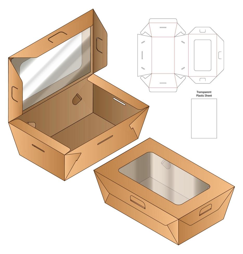 Box packaging die cut template design. 3d mock-up vector