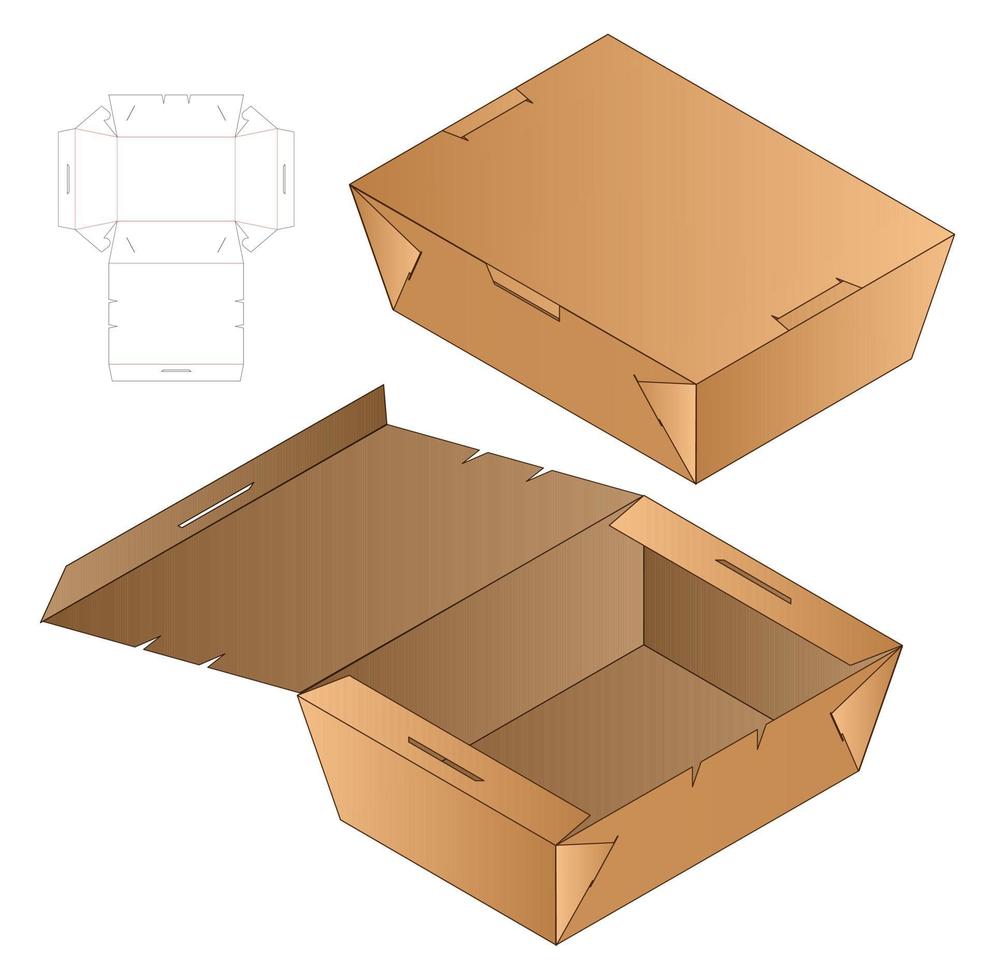 Box packaging die cut template design. 3d mock-up vector