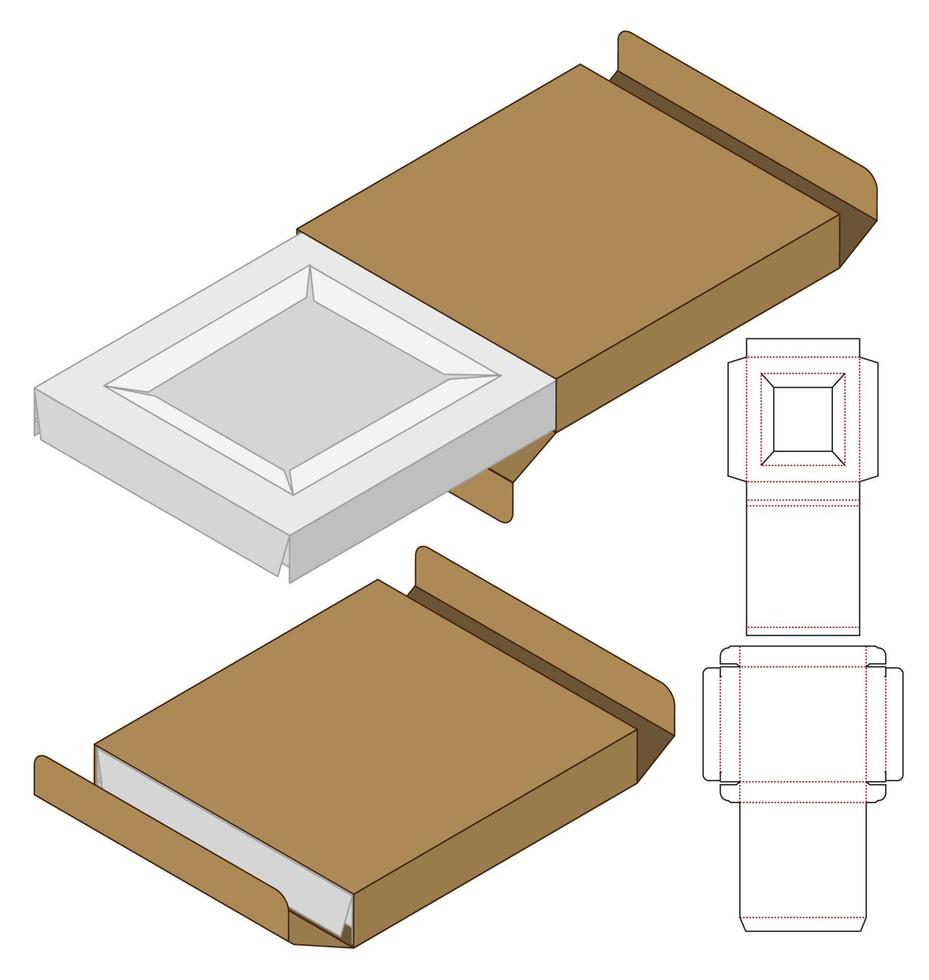 diseño de plantilla troquelada de embalaje de caja. Maqueta 3d vector