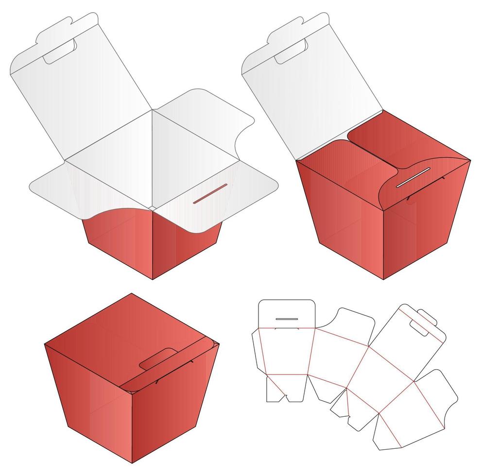 diseño de plantilla troquelada de embalaje de caja. Maqueta 3d vector