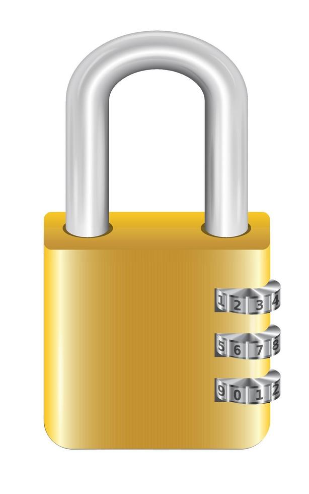 gold and steel padlock vector