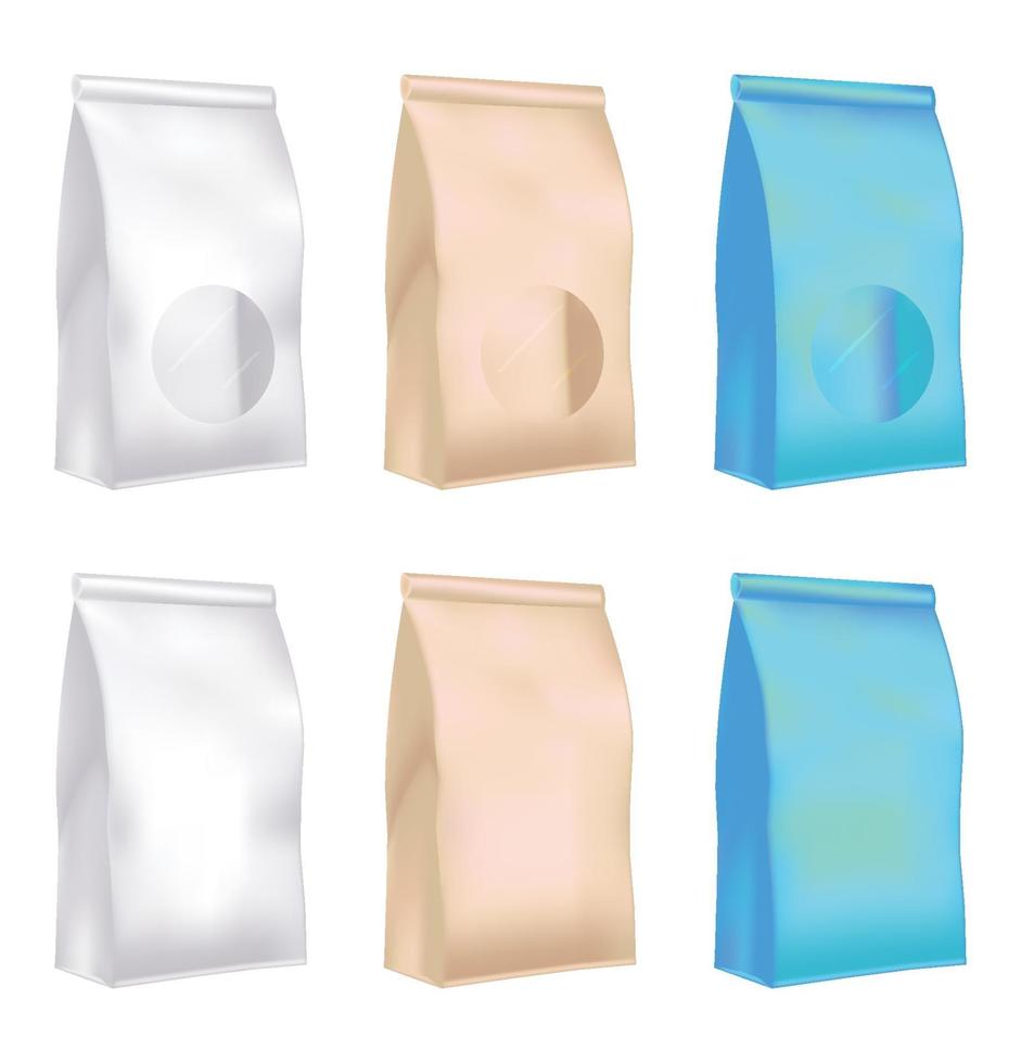 Plastic and paper bag vector