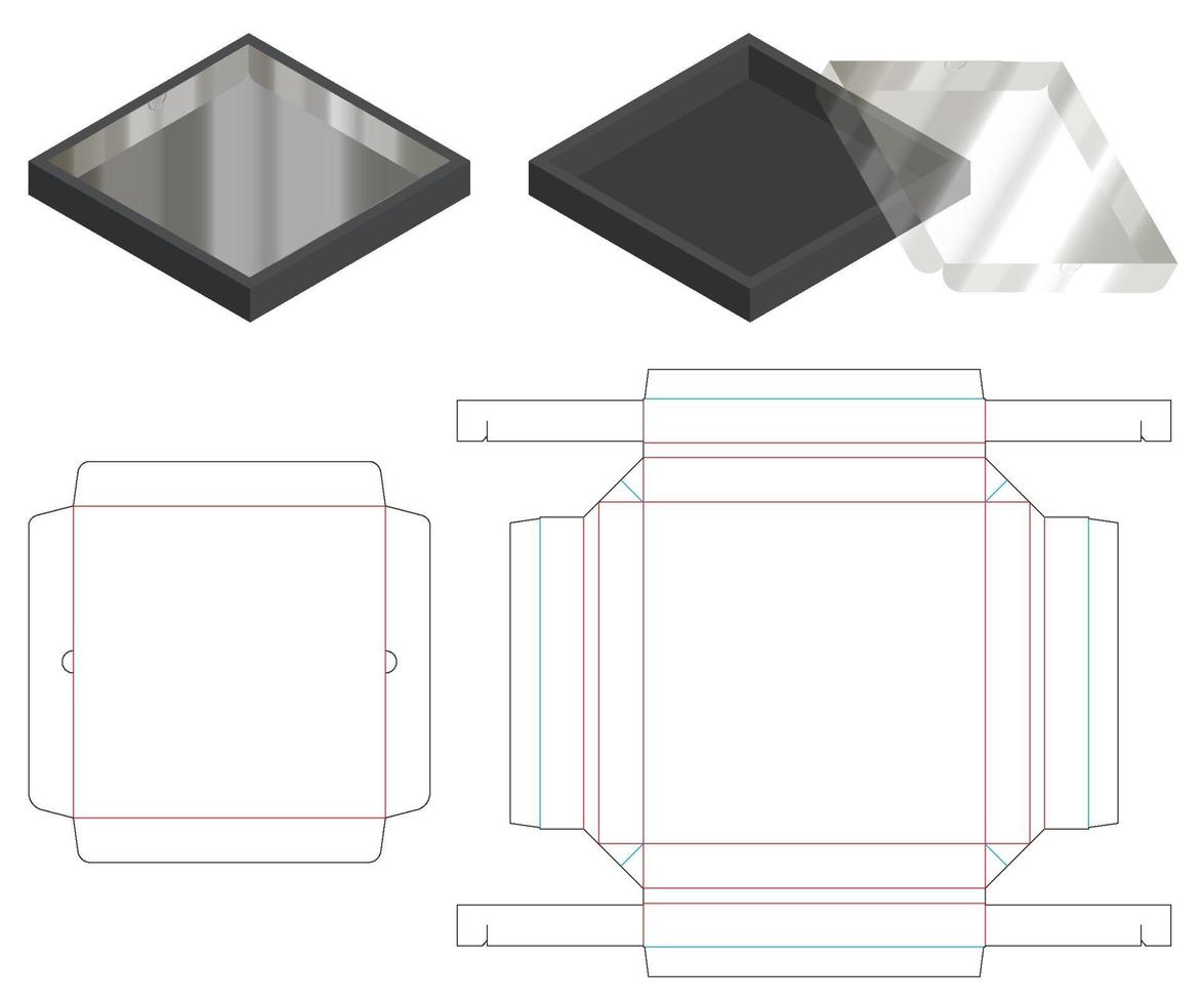 diseño de plantilla troquelada de embalaje de caja. Maqueta 3d vector