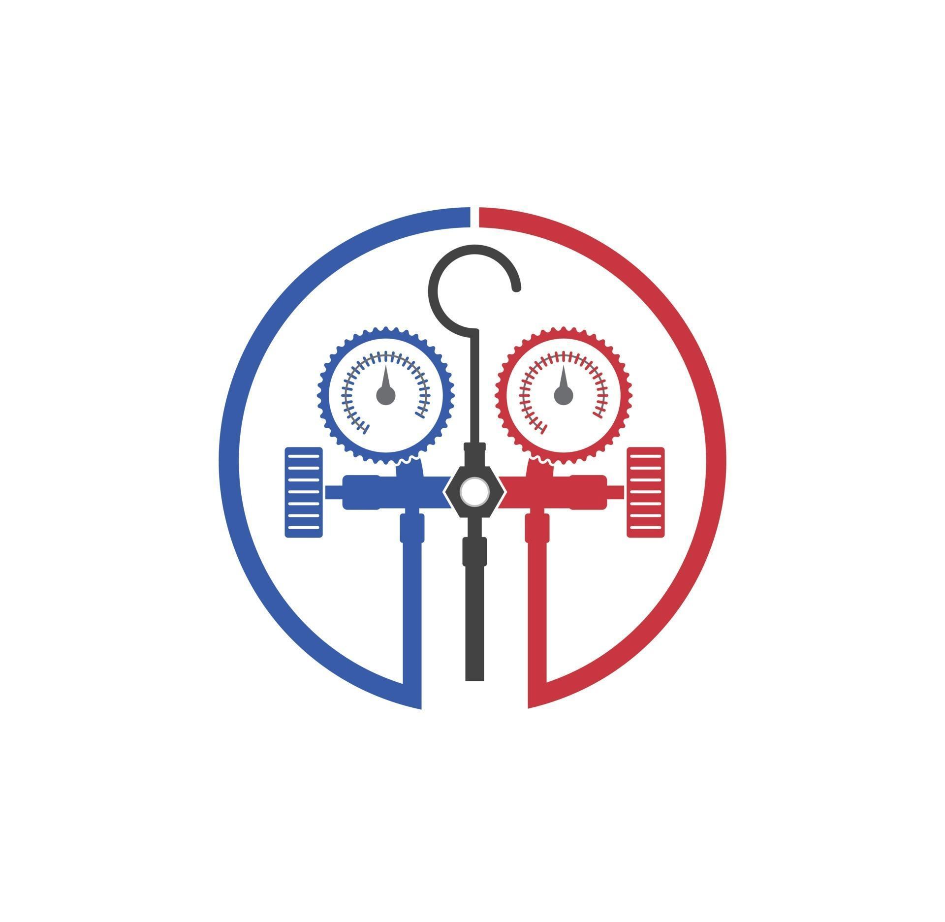 HVAC logo with pressure gauge manometer symbol design 2285899 Vector