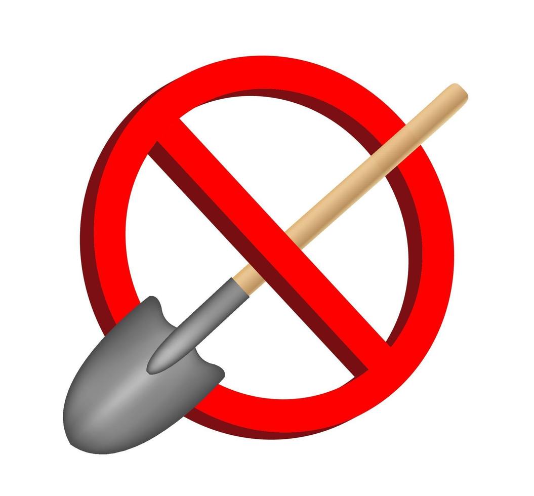 no digging shovel prohibition sign vector