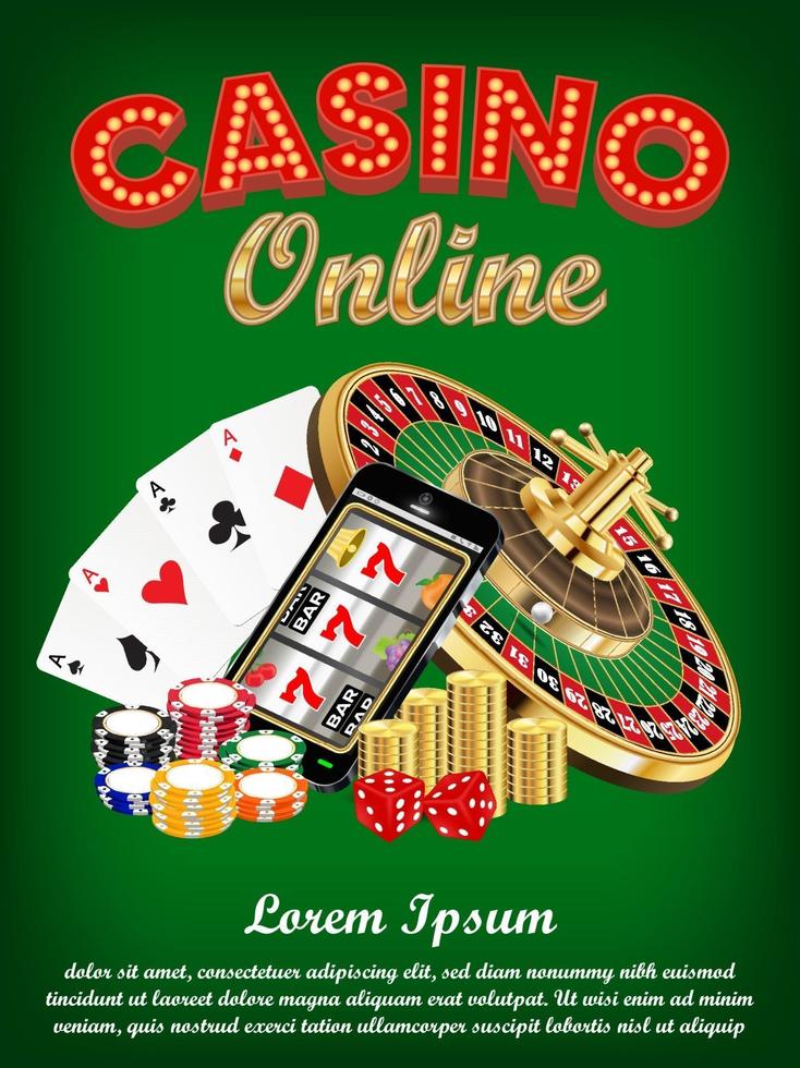 Casino smartphone en línea con dados y ruleta. vector