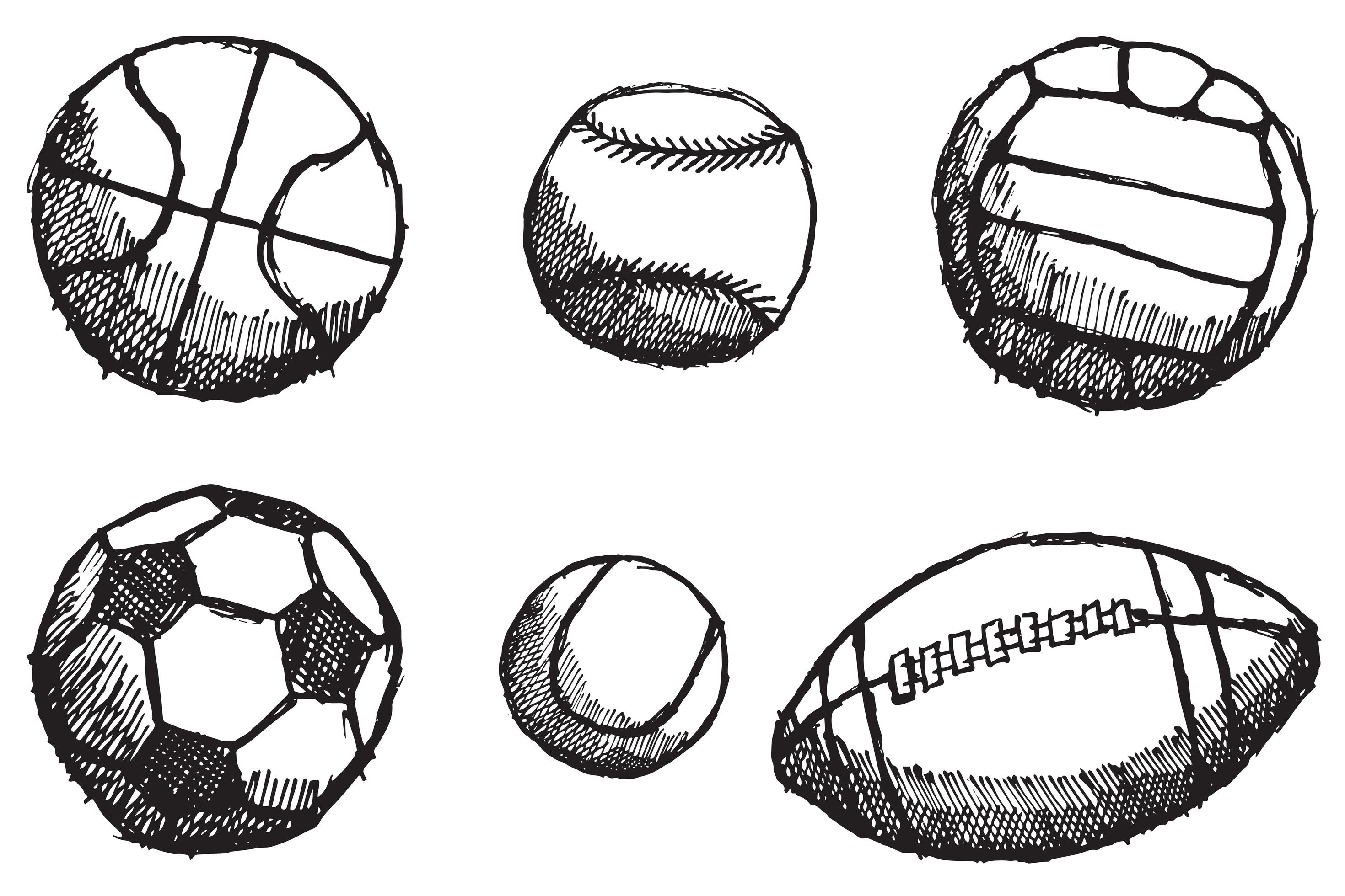 Ball sketch set with shadow isolated on white background 2285980 Vector
