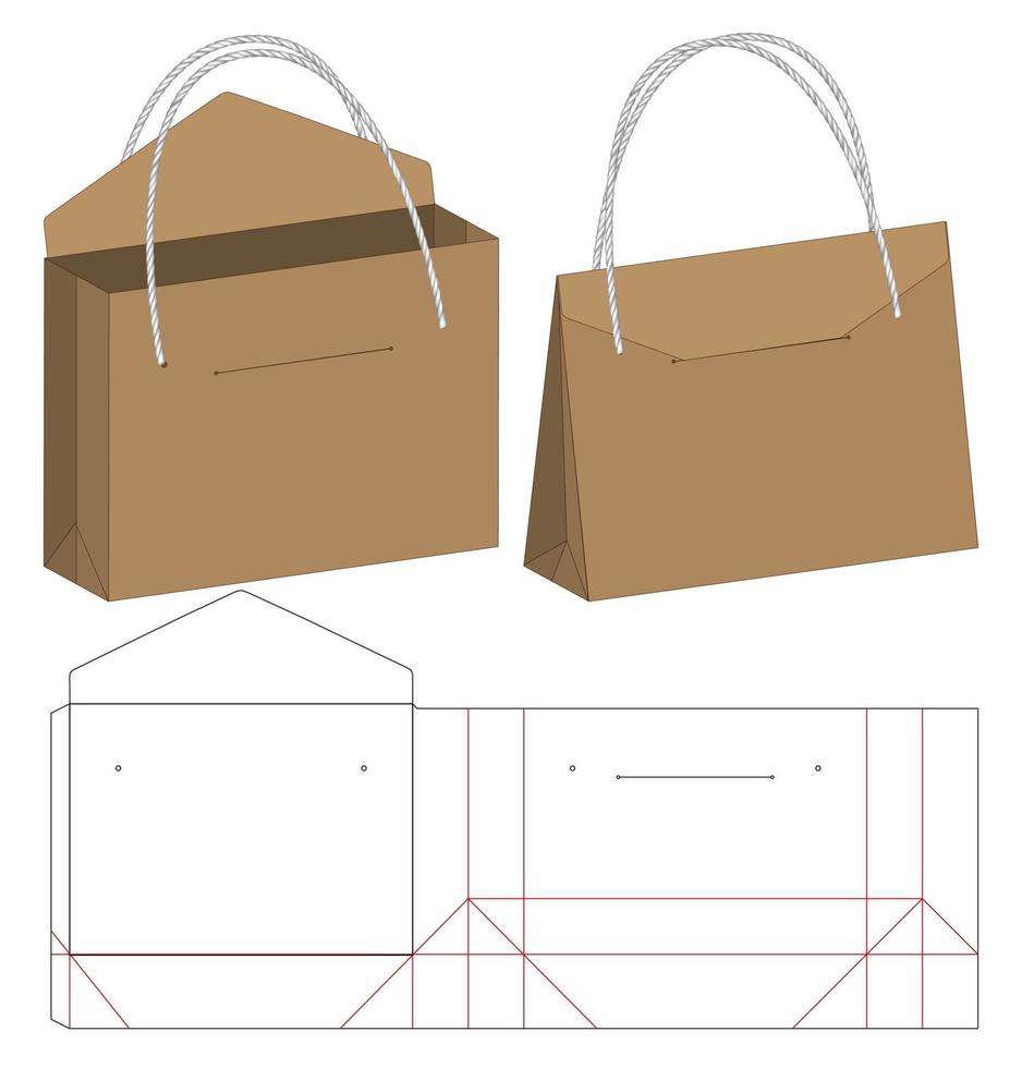 embalaje de bolsas de papel troqueladas y maquetas de bolsas 3d vector