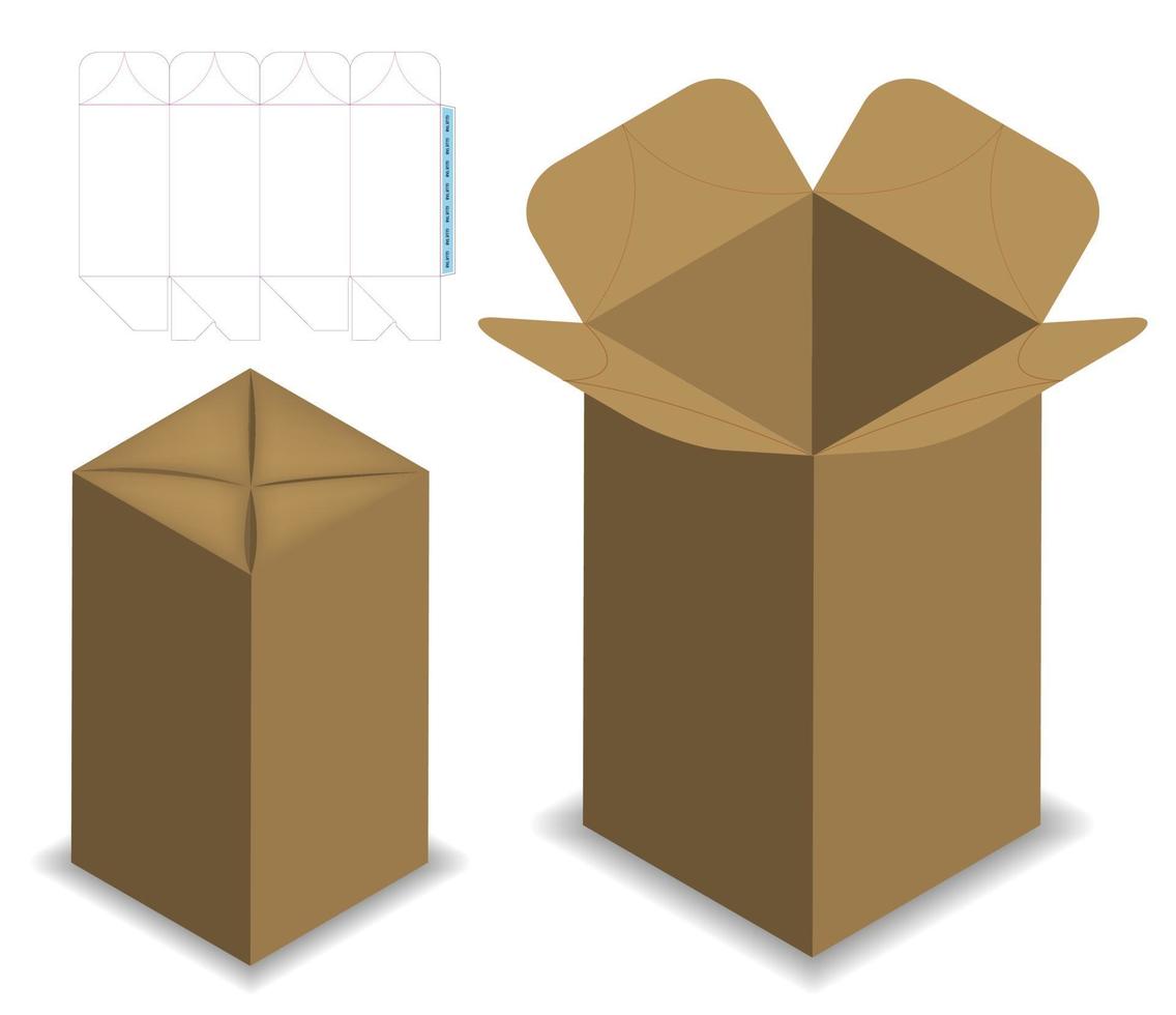 diseño de plantilla troquelada de embalaje de caja. Maqueta 3d vector