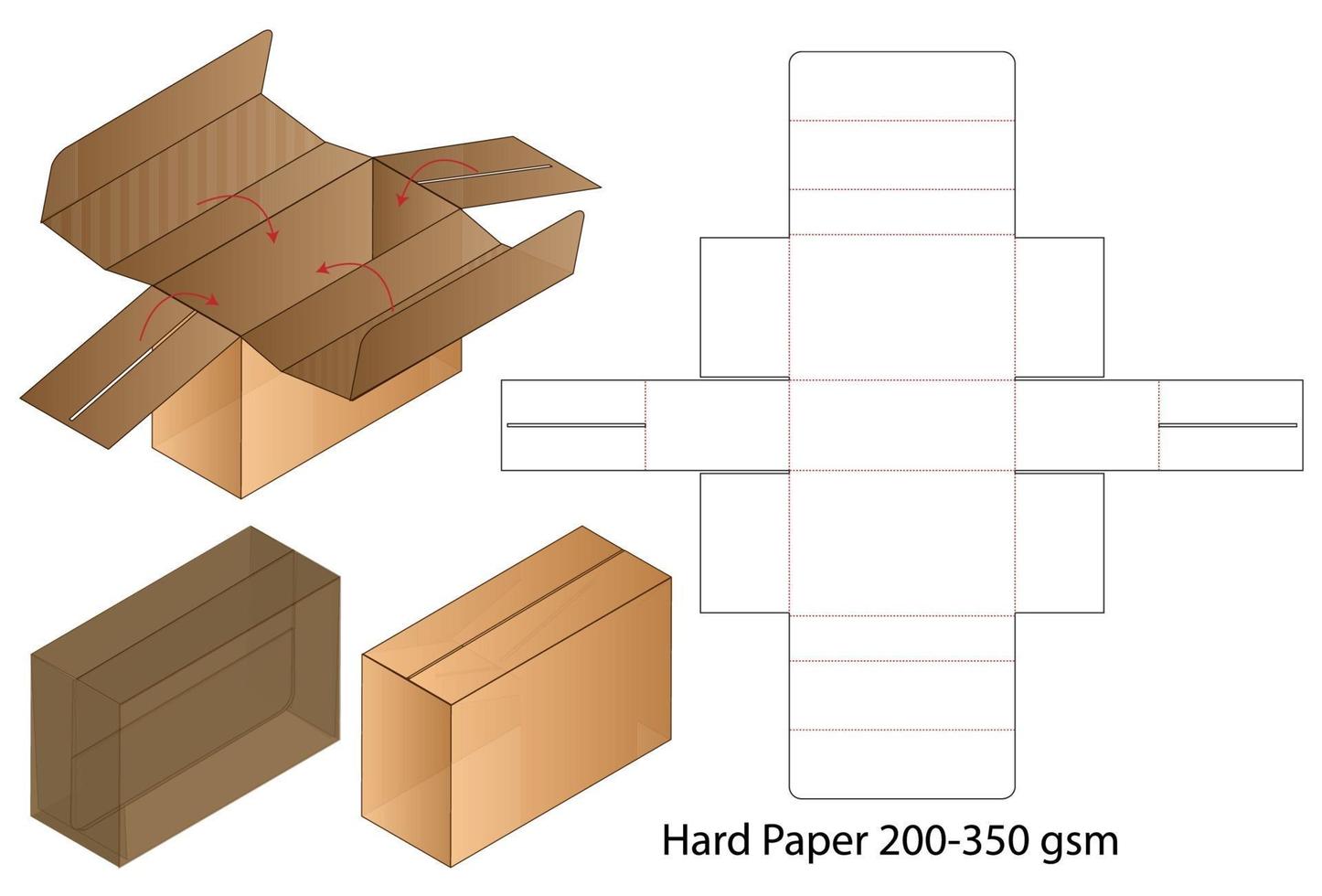 diseño de plantilla troquelada de embalaje de caja. Maqueta 3d vector