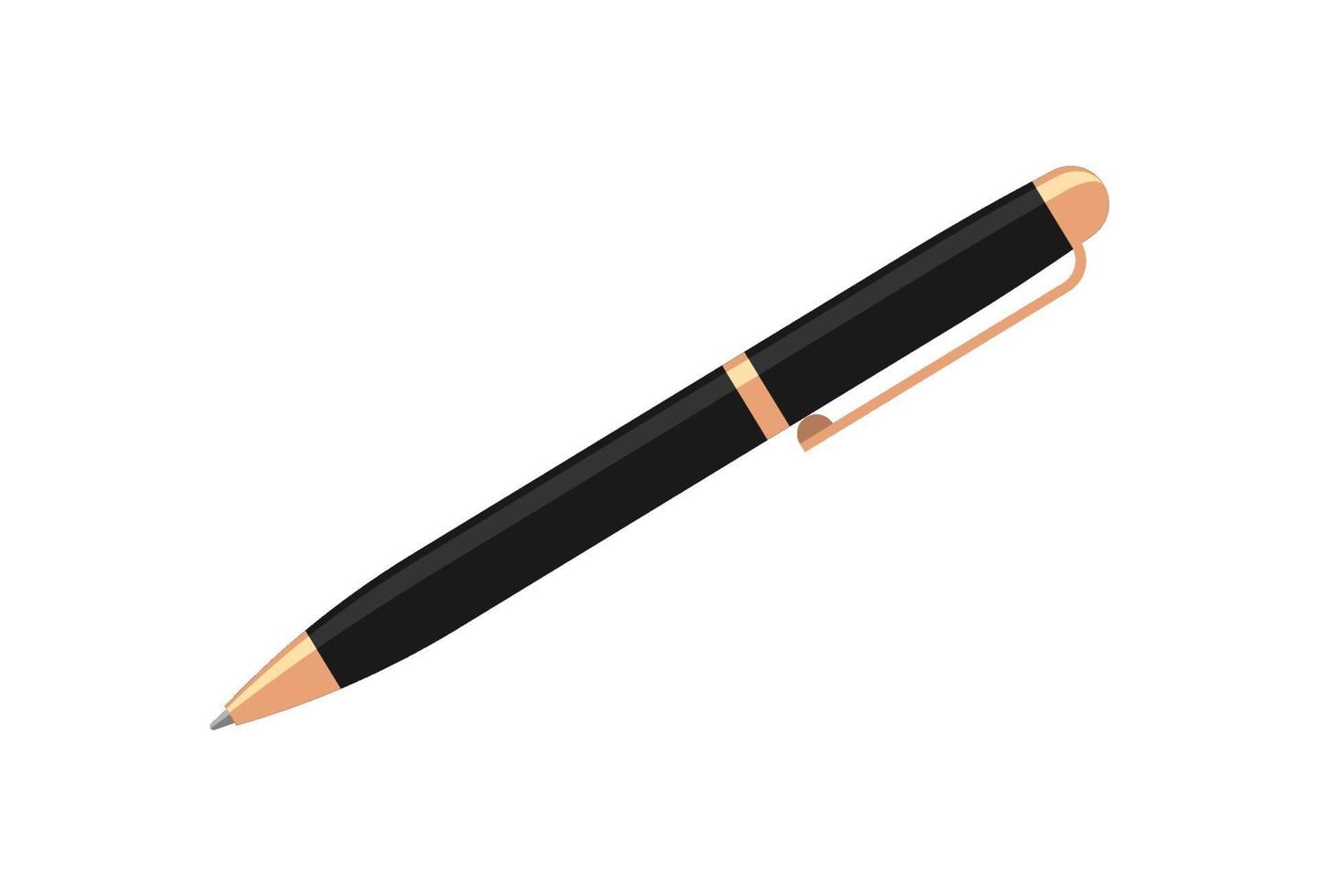 Black and gold pen isolated on white background. Vector business flat icon