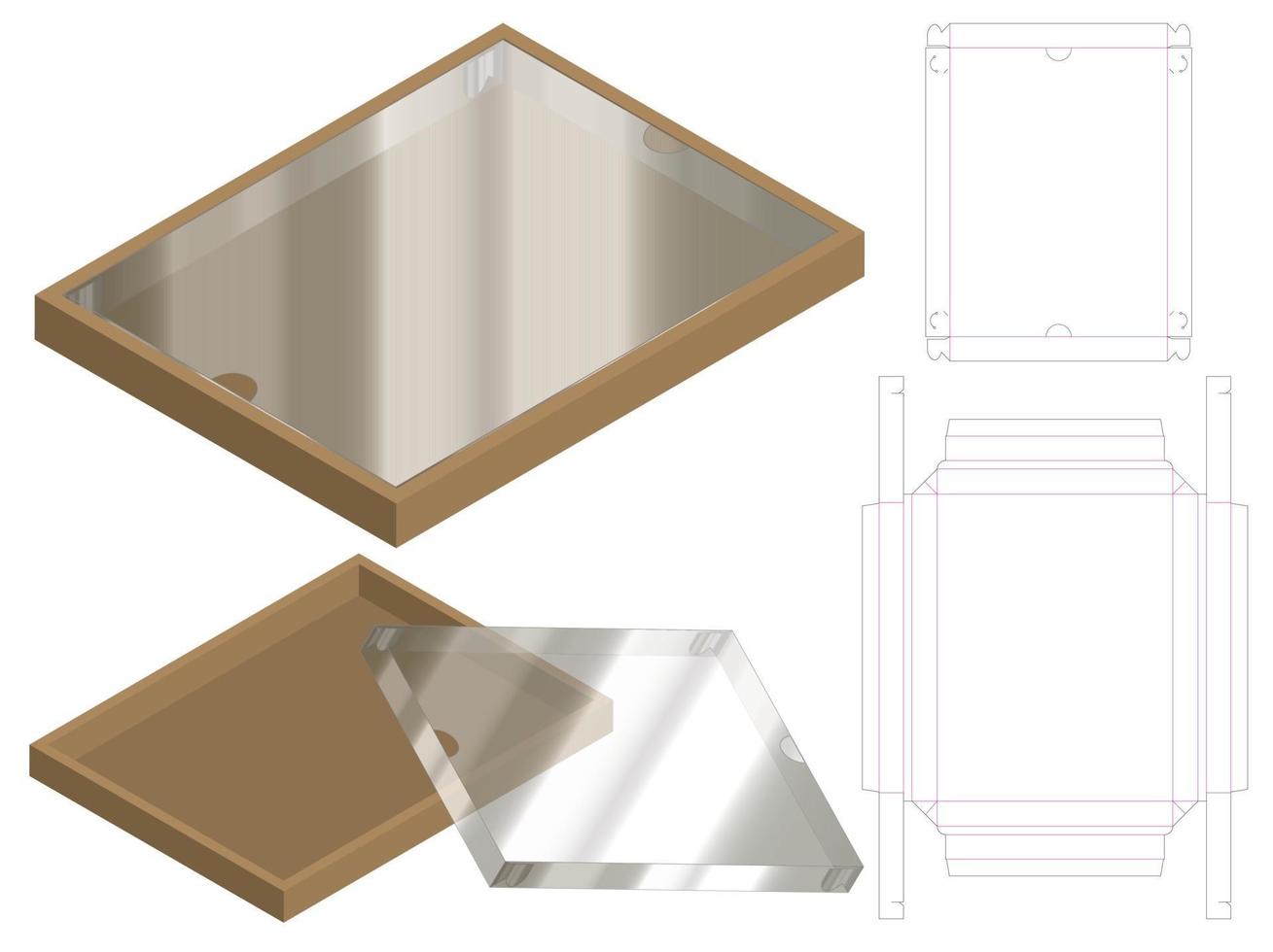 diseño de plantilla troquelada de embalaje de caja. Maqueta 3d vector