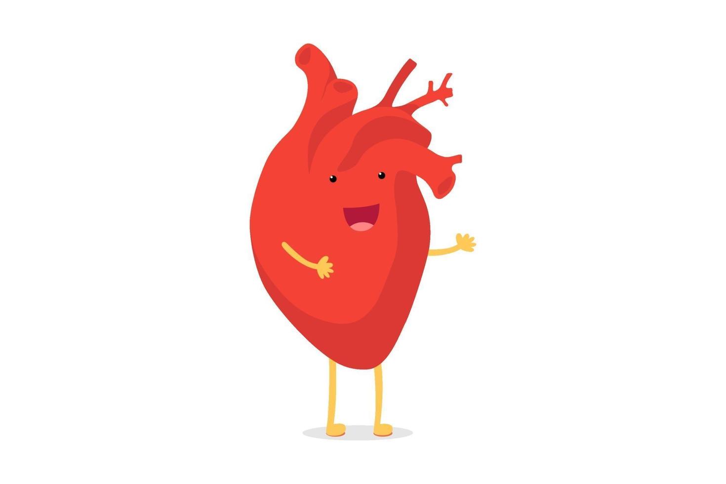 Cute cartoon smiling healthy human heart character happy emoji emotion. Funny circulatory organ cardiology. Vector eps illustration