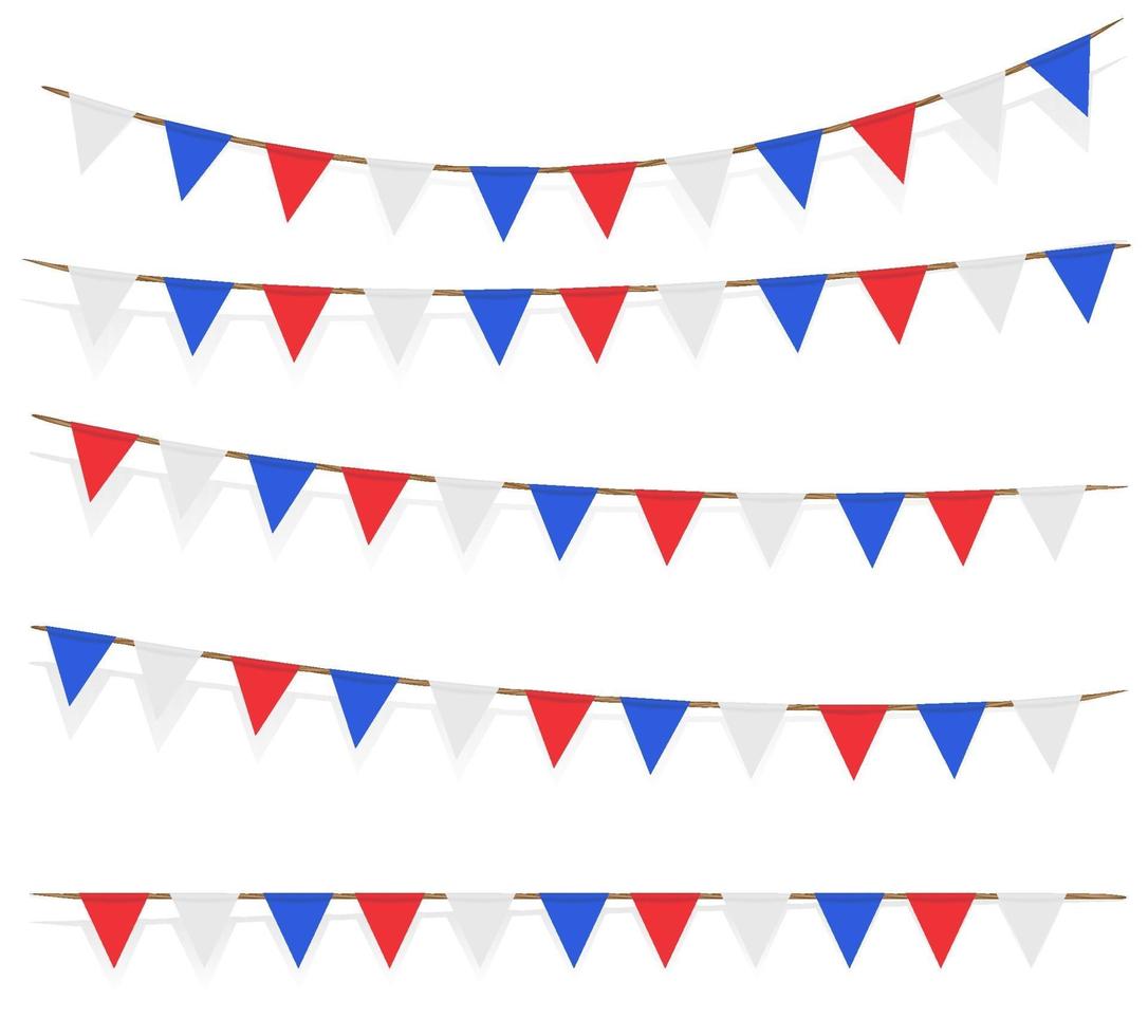red blue white flag decorations on white background vector