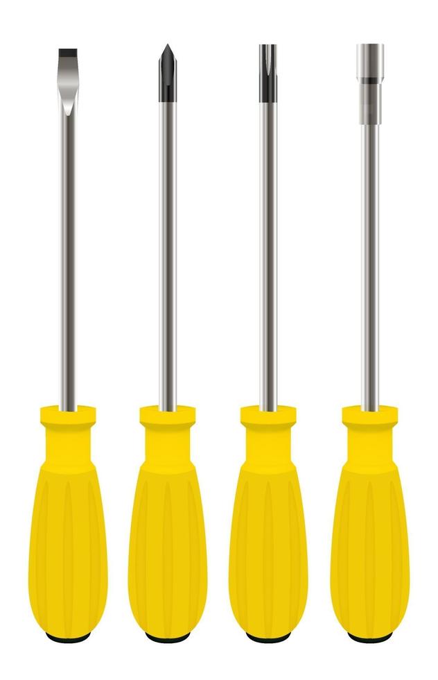 yellow screwdriver set vector