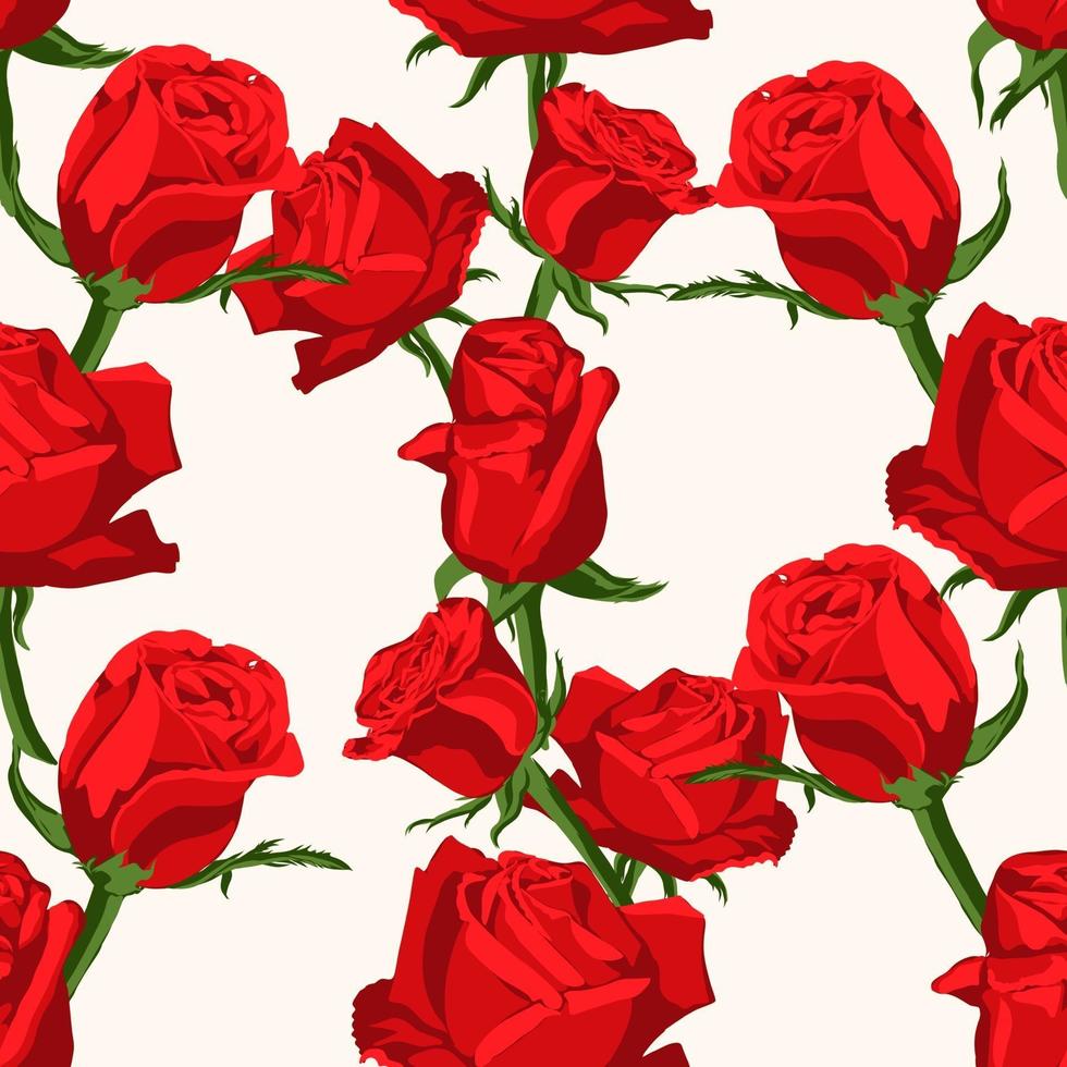 Seamless floral pattern with red roses vector