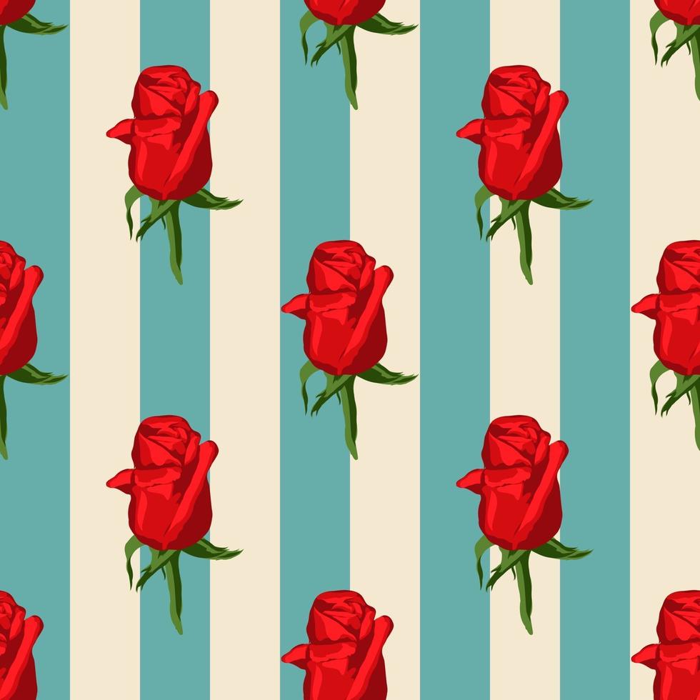 Seamless floral pattern with red roses vector