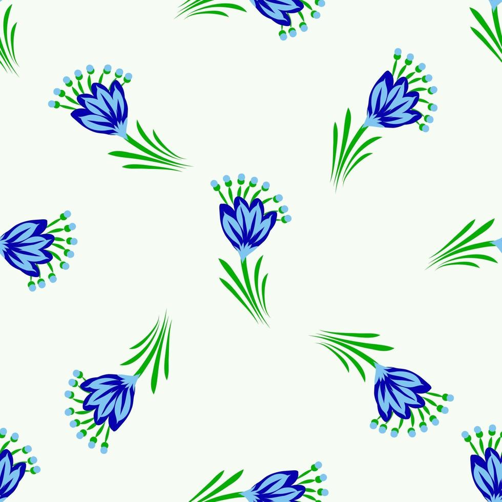Seamless repeat pattern with flowers and leaves vector