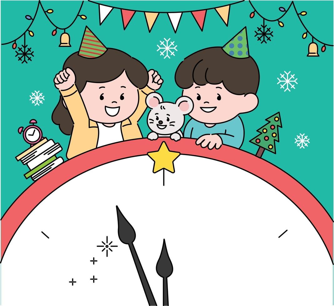 Big clocks and characters making plans. hand drawn style vector design illustrations.