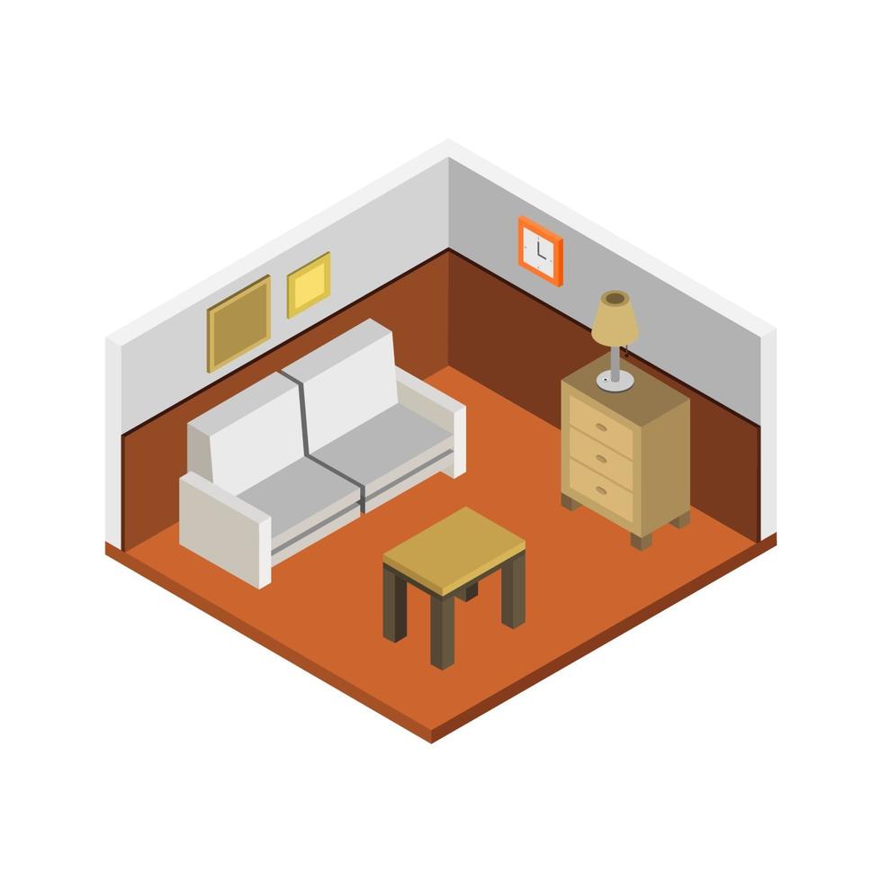 Isometric Lounge Room vector